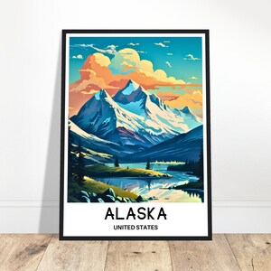 Alaska Travel Print National Park Poster Stampa artistica americana Alaska Lover Gift Wall Hanging Art Home Office Desk Decor Alaska Illustration