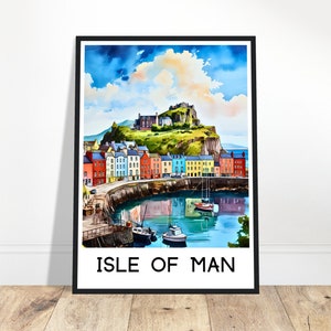 Isle of Man Watercolor Print Isle of Man Travel Poster British Isles Print Isle of Man Lover Gift Isle of Man Island Painting Illustration