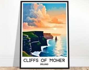 Cliffs of Moher Reiseposter Cliffs of Moher Reisedruck Cliffs of Moher Irland Druck Irland Liebhaber Geschenk Irland Reisegeschenk Irland Kunst