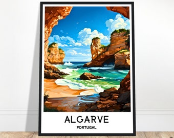 Poster di viaggio dell'Algarve Stampa ... artistica dell'Algarve Regalo di viaggio dell'Algarve Decorazione murale dell'Algarve Pittura dell'Algarve Arte del Portogallo dell'Algarve