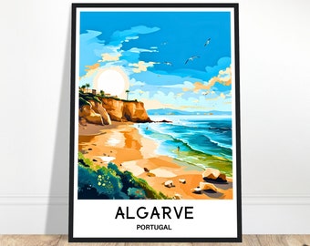 Poster di viaggio dell'Algarve Stampa ... artistica dell'Algarve Regalo di viaggio dell'Algarve Decorazione murale dell'Algarve Pittura dell'Algarve Arte del Portogallo dell'Algarve