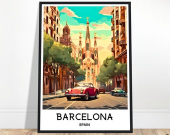 Barcelona Travel Print Barcelona Poster Spanish Art Print Spain Lover Gift Wall Hanging Art Barcelona City Illustration Home Office Decor