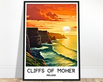 Cliffs of Moher Reiseposter Cliffs of Moher Reisedruck Cliffs of Moher Irland Druck Irland Liebhaber Geschenk Irland Reisegeschenk Irland Kunst