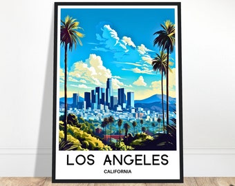 Los Angeles Travel Print Los Angeles Poster American Art Print California Lover Gift Wall Hanging Home Office Decor Los Angeles Illustration