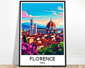 Plakat z podróży do Florencji Wydruk z podróży do Florencji Wydruk artystyczny z Florencji Sztuka ścienna z Florencji Prezent z Florencji Malarstwo z Florencji Plakat vintage z Florencji