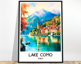 Lake Como Watercolor Print Lake Como Travel Poster Italian Art Print Italy Lover Gift Lake Como Watercolour Painting Illustration Print