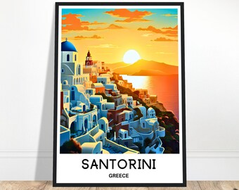 Santorini Travel Poster Santorini Travel Print Santorini Island Print Santorini Greece Print Santorini Travel Gift Santorini Wall Print