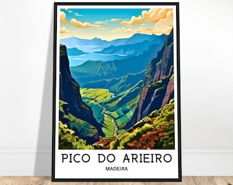 Madeira Travel Print Pico do Arieiro Poster Portuguese Art Print Madeira Lover Gift Portugal Wall Hanging Madeira Island Home Office Decor