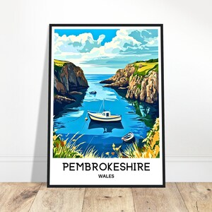 Pembrokeshire Travel Print Pembrokeshire Poster Welsh Art Print Wales Lover Gift Wall Hanging Pembrokeshire Illustration Home Office Decor
