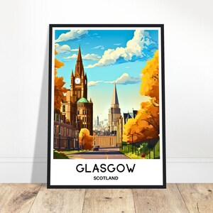 Glasgow afdrukken Glasgow reizen afdrukken Glasgow reizen poster Glasgow poster Glasgow Schotland afdrukken Glasgow minnaar cadeau Glasgow reiscadeau