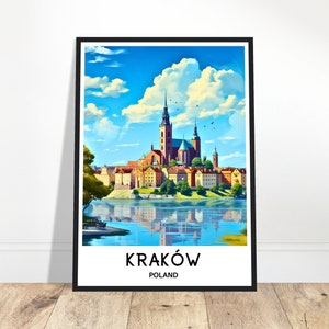 Krakau Reise-Druck Krakau Poster polnische Kunstdruck Polen Liebhaber Geschenk Wandbehang Kunst Home Office Schreibtisch Dekor Krakau Stadt Illustration