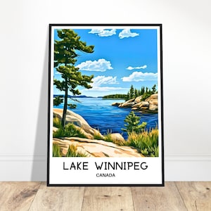 Lake Winnipeg Travel Print Lake Winnipeg Poster Canadian Art Print Canada Lover Gift Wall Hanging Home Decor Lake Winnipeg Illustration