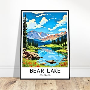 Bear Lake Travel Print Bear Lake Poster American Art Print America Lover Gift Wall Hanging Art Home Office Decor Colorado Illustration