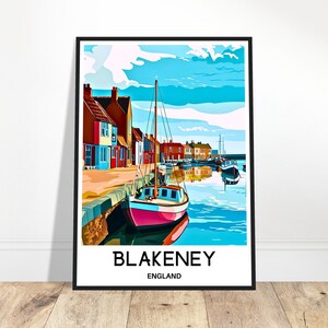Blakeney Travel Print Norfolk Poster English Art Print England Lover Gift Wall Hanging Art Blakeney Town Illustration Home Office Room Decor
