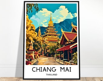 Chiang Mai Travel Print Chiang Mai Poster Thailand Art Print Thailand Lover Gift Wall Hanging Art Home Office Decor Chiang Mai Illustration