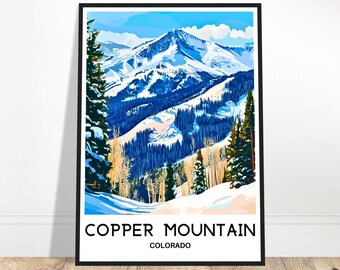 Póster con impresión de viaje de Copper Mountain, arte americano, regalo para amantes de Estados Unidos, arte para colgar en la pared, decoración de la habitación de la oficina en casa, ilustración de Colorado