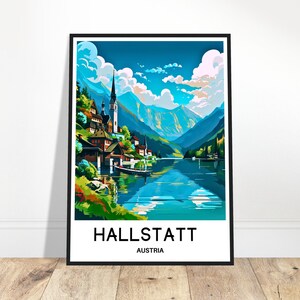 Hallstatt Reisedruck Hallstatt Poster Österreichischer Kunstdruck Reisegeschenk für Österreich-Liebhaber Hallstatt Wandkunst Austria Home Office Schreibtisch Dekor
