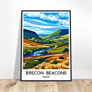 Brecon Beacons Travel Print Brecon Beacons Poster Welsh Art Print Wales Lover Gift Wall Hanging Art Brecon Beacons Mountain Illustration