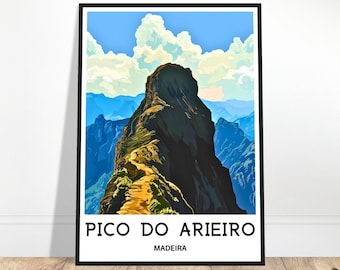 Madeira Travel Print Pico do Arieiro Poster Portuguese Art Print Madeira Lover Gift Portugal Wall Hanging Madeira Island Home Office Decor