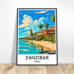 Zanzibar Travel Print Zanzibar Poster African Art Print Africa Lover Gift Wall Hanging Art Home Office Decor Zanzibar Island Illustration
