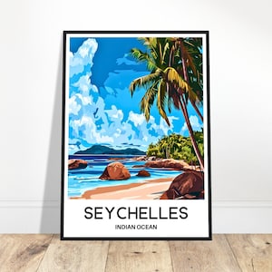Seychelles Travel Print Seychelles Poster African Art Print Seychelles Lover Gift Wall Hanging Home Decor Indian Ocean Island Illustration