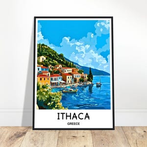 Ithaca Reise-Druck Ithaca Poster griechische Kunstdruck Griechenland Liebhaber Geschenk Wandbehang Kunst Home Office Zimmer Dekor Ithaca Island Illustration