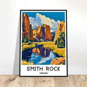 Smith Rock State Park Travel Print Poster American Art Print Oregon Lover Gift Wall Hanging Art Illustration Home Office Desk Room Decor