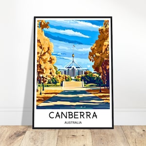 Canberra Travel Print Poster Australian Art Print Australia Lover Gift Wall Hanging Home Office Desk Decor Canberra City Illustration