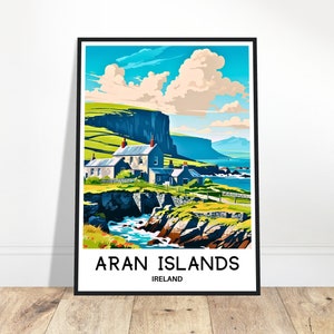 Aran Islands Travel Print Poster Irish Art Print Ireland Lover Gift Wall Hanging Art Aran Islands Illustration Home Office Desk Decor