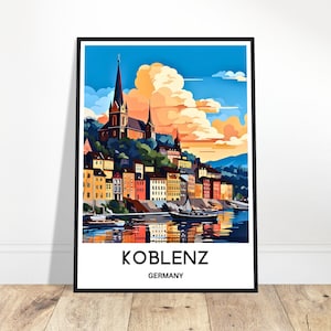 Koblenz Travel Print Koblenz Poster German Art Print Germany Lover Gift Wall Hanging Home Office Decor Koblenz City Illustration
