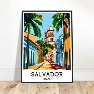 Impressão de viagem de Salvador Pôster de Salvador Impressão de arte brasileira Presente de amante do Brasil Arte para pendurar na parede Decoração para casa e escritório Ilustração de Salvador