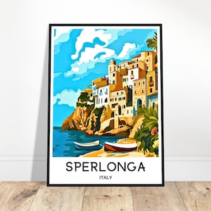 Sperlonga Reise-Druck Sperlonga Poster Italienischer Kunstdruck Italien Liebhaber Geschenk Wandbehang Kunst Home Office Schreibtisch Dekor Sperlonga Illustration