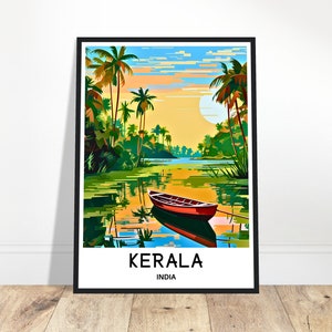 Kerala Reise-Druck Kerala Poster Indischer Kunstdruck Indien Liebhaber Geschenk Wandbehang Home Office Schreibtisch Dekor Kerala Illustration