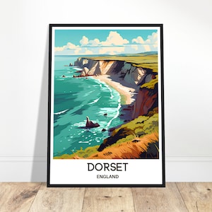 Dorset Reise-Druck Dorset Poster Englisch Kunst-Druck England Liebhaber Geschenk Wandbehang Kunst Home Office Schreibtisch Dekor Dorset Illustration