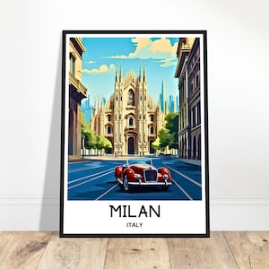 Mailand Reise-Druck Italien Poster italienische Kunstdruck Italien Liebhaber Geschenk Mailand Stadt Wandbehang Kunst Haus Büro Schreibtisch Dekor Mailand Illustration