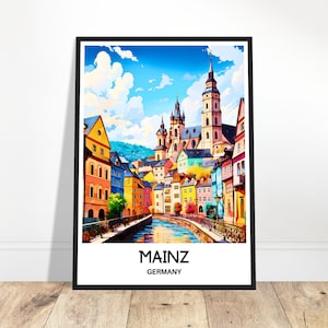 Mainz Travel Print Mainz Poster German Art Print Germany Lover Gift Wall Hanging Home Office Decor Mainz City Illustration