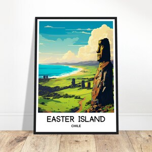 Easter Island Travel Print Easter Island Poster Chilean Art Print Chile Lover Gift Wall Hanging Art Easter Island Illustration Home Decor