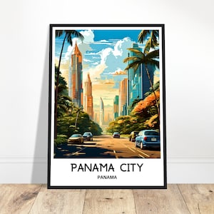 Impresión de viaje de la ciudad de Panamá Póster de la ciudad de Panamá Impresión de arte panameño Regalo para amantes de Panamá Arte para colgar en la pared Decoración para el hogar y la oficina Ilustración de Panamá