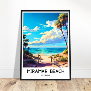 Miramar Beach Travel Print Miramar Beach Poster American Art Print Florida Lover Gift Wall Hanging Home Decor Miramar Beach Illustration