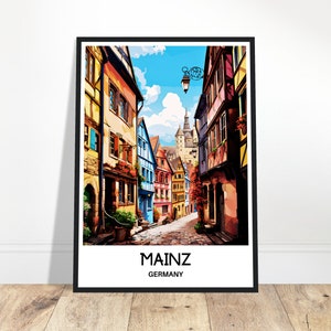 Mainz Travel Print Mainz Poster German Art Print Germany Lover Gift Wall Hanging Home Office Decor Mainz City Illustration