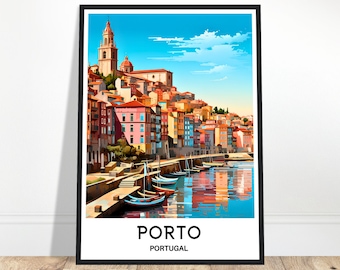 Póster de viaje de Oporto Impresión de viaje de Oporto Regalo de arte de Oporto Arte de viaje de Oporto Impresión de Oporto, Portugal Regalo para amantes de Oporto Regalo de viaje de Oporto Obra de arte de Oporto