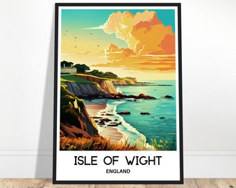 Isle of Wight Travel Print Isle of Wight Poster English Art Print England Lover Gift Wall Hanging Art Isle of Wight Island Illustration
