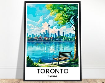 Toronto reisafdruk Toronto poster Canadese kunstafdruk Canada minnaar cadeau muur hangende kunst thuiskantoor bureau decor Toronto illustratie