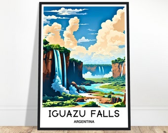 Stampa di viaggio sulle cascate di Iguazu Poster sulle cascate di Iguazu Stampa artistica argentina Regalo per gli amanti dell'Argentina Decorazione da parete per la casa e l'ufficio Illustrazione