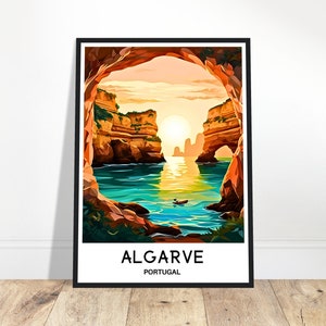 Algarve Travel Poster Algarve Travel Print Algarve Art Print Algarve Travel Gift Algarve Wall Decor Algarve Painting Algarve Portugal Art