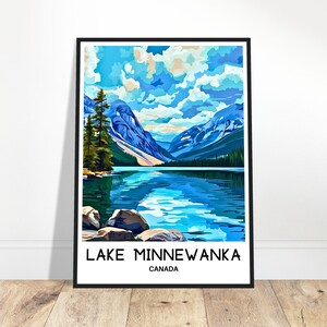 Lake Minnewanka Travel Print Poster Canadian Art Print Canada Lover Gift Wall Hanging Home Office Desk Decor Lake Minnewanka Illustration