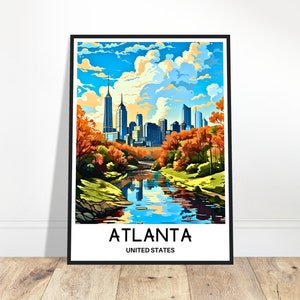Atlanta Travel Print Atlanta Poster American Art Print Georgia Lover Gift Wall Hanging Home Office Decor Atlanta City Illustration