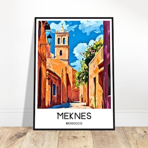 Meknes Reise-Druck Meknes Poster marokkanischer Kunstdruck Marokko Liebhaber Geschenk Wandbehang Kunst Meknes Stadt Illustration Home Office Schreibtisch Dekor