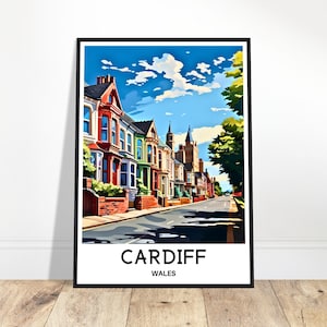 Cardiff Travel Print Wales Poster Welsh Art Print Cardiff Lover Gift Wall Hanging Art Home Office Desk Room Decor Cardiff Illustration