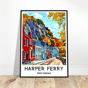 Harpers Ferry Reisedruck Harpers Ferry Poster Amerikanischer Kunstdruck West Virginia Liebhaber Geschenk Wandbehang Kunst Illustration Home Office Dekor